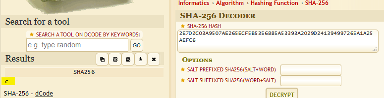 Online sha256 decoder